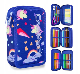 CoolPack Trojité puzdro na ceruzky s príslušenstvom Unicorns