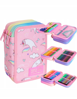 Peračník - COOLPACK JUMPER 3 Trojité puzdro na ceruzku s PC. Ružový d