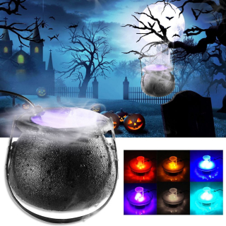 HALOWEENSKÉ DEKORÁCIE ČARODEJNICKÝ KAULDEL VYTVÁRAJÚCI HMLOVÚ LED