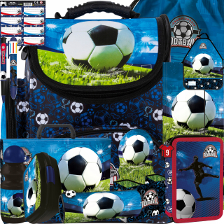 Školská taška - batoh, set, zostava - Derform Schoolbag futbalový súbor 13el pre chlapca