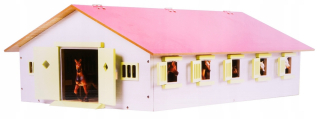 Drevená stavba pre kone 9 boxov a hospodársky priestor 1:32 horse stable kids globe ružový 610188