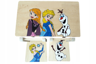 Elsa Frozen - Drevený stôl 2 Stoličky pre deti zmrazené