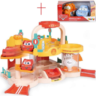 McQueen - Veľké Garáž Radiátorové pružiny + 3 autá SET SMOBY