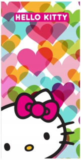 HELLO KITTY Veľký uterák Ahoj Kitty mačka so srdcom