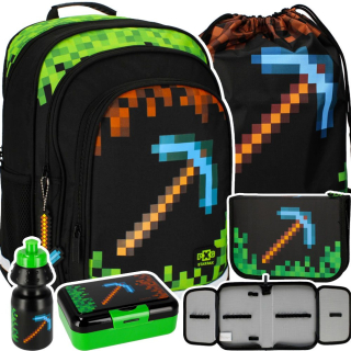 Školský batoh - Veľká sada školských batohských tašiek pixely