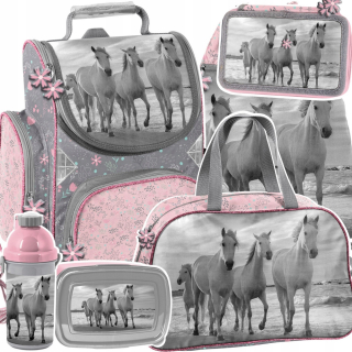 Aktovka školská taška - Veľká set Škola Satchel Horses Girls