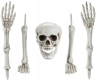 Dekorácia Skeleton BONES Skeleton Skull Arms Legs Halloween 5 ks.