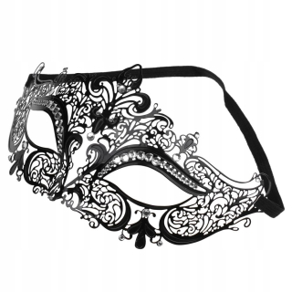 Halloweensky párty kostým Diamante s kovovou maskou, čierna
