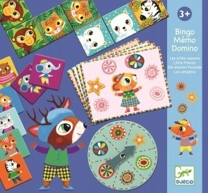 BING A PRIATELIA - Djeco Vzdelávacie hry: Bingo-MEMO-DOMINO DJ08131