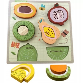 Drevené puzzle Match Fruit Vzdelávacie puzzle pre deti Montessori 3