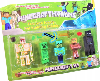 MINECRAFT  - Veľká sada minecraft figúr 5 znakov + príslušenstvo