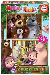 Máša a medveď - Educa Puzzle 2 x 48 Masha a medveď puzzle