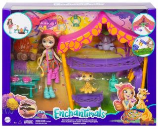 EnchanTimals - Sada na Savannah Bivak Bábika Griselda Žirafa a Zvieratá GTM33