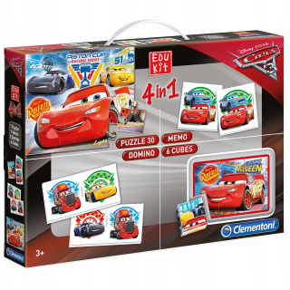 McQueen - Edukit 4in1 Puzzle, členok, Domino, MEMO CARS 13710