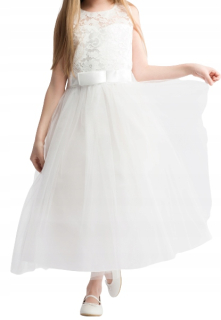Elegantné dievčenské šaty Margaret, biele, 140/146