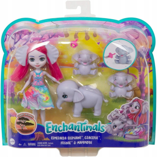 ENCHANTIMALS - Enchantimals rodina slonov bábika a slony GTM30