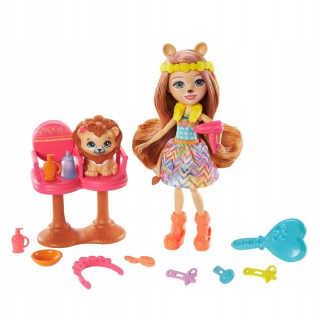 ENCHANTIMALS - Enchantimals krása salón bábika + lev 4+ mattel