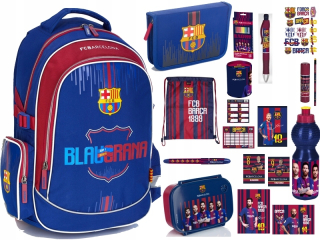 Školská taška - batoh, set, zostava - FC BARCELONA BACKPACK PACKU CASE SET 20W1 + ZADARMO
