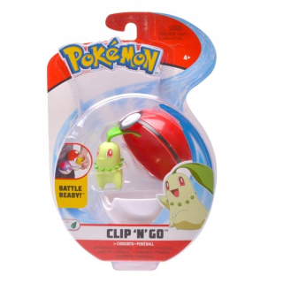 Pokémoni - Figúrka pokemon klip 'n' go chikorita + pokeball
