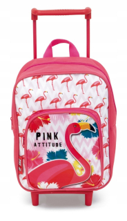 Detský batoh - Flamingos batoh na kolesách s rukoväťou. Spojenie
