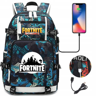 Školský batoh, taška - Fortnite USB Školský batoh pre vodotesné školy