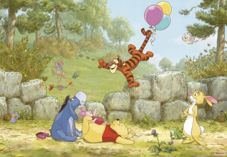 Medvedík Pú - Nástenné nástenné maľby Disney Kubuś a priatelia 368x254 cm