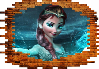 Elsa Frozen - Nástenná nástenná krajina Ice Elza Hole v stene XXL