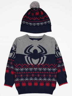 SPIDERMAN - George Extra sveter Spiderman + Cap New 104-110