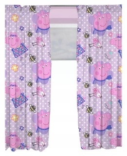 Pepa Pig - Pripravené záclony na pásku 168x137 Peppa Pig