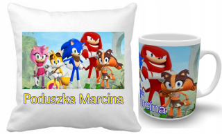 SONIC hračky - Sonic Game Set vankúš + MUG + NAME