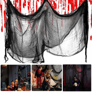 HALLOWEENSKÉ DEKORÁCIE ČIERNE MERAČE STRAŠIDLÁ ČIERNA DEKORÁCIA NA DVERE 5M