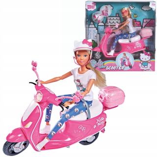 HELLO KITTY Ahoj Kitty Steffi bábika na skútri + helmu