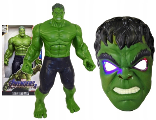 HULK - Sťahovanie HULK LED FIGURINE LED zvuk 30 cm + maska