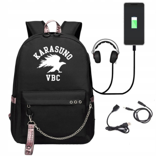 Školský batoh, taška - Haikyuu Svetelná USB Schoolbag Nabíjanie Študent