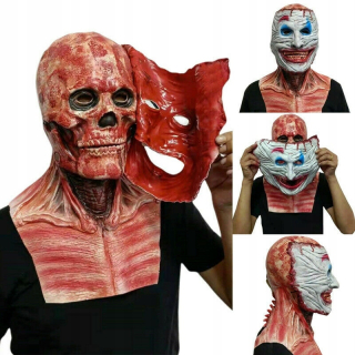 Halloween hororová maska odtrhnutie lebky klauna