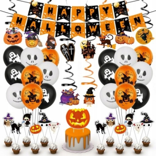 Halloweenske dekorácie balónové dekorácie 54 KS