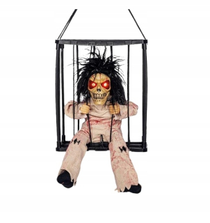 Halloweenska dekorácia kostra v led klietke model 1