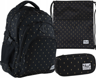 Školská taška - batoh, set, zostava - Hash Youth Backpack Set Black Gold dolárov