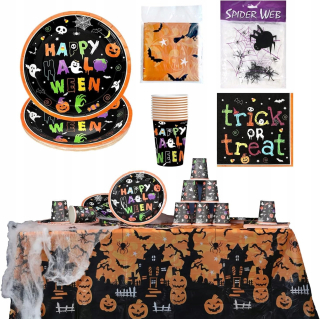Jednorazový dekoratívny riad na Halloween Sada 42 ks