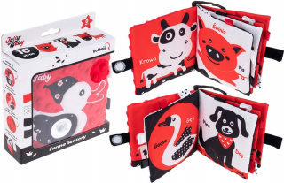 Kniha pre bábätko - JollyBaby FARMA SENSORY Kontrastná kniha 0m+