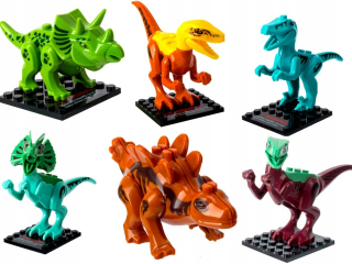 Jurský svet - Jurský World World Dinosaurus Figurine stavebné bloky Nastavte 6ks