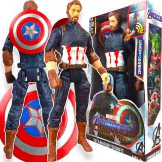 POSTAVA KAPITÁNA AMERIKA VEĽKÁ POHYBLIVÁ + ŠTÍT AVENGERS SVETLÁ ZVUK 30CM