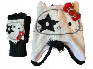 HELLO KITTY Sada zimného klobúka rukavice ahoj kitty