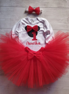 Minnie Mouse - Sada ročného narodenín Tutu 92 Prvý Minnie