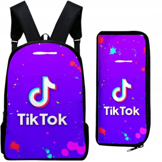 Školská taška - batoh, set, zostava - Nastaviť 3D sada batohu ceruzkou case tik tok vzory