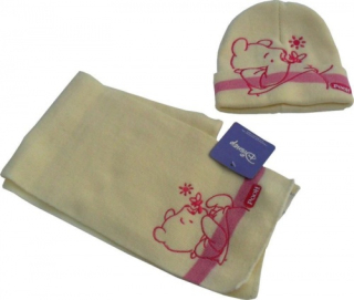 Medvedík Pú - Nastaviť CAP Scarf Winnie White Roses 46-48