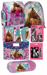 Aktovka školská taška - Horse School SchoolBag ceruzka Puzdro Breakfast