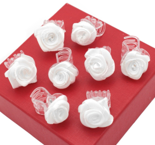 Sponky do vlasov Krabie, biele ruže, 1,5 cm, 8 kusov, BIELA