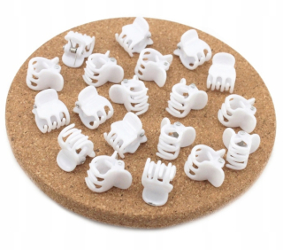 Sponky do vlasov krab, žabky, 1,3 cm, 20 kusov, biela