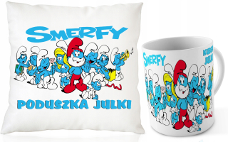 Šmolkovia - MUG + SMURFS COSHION + NAME PRE MIKOŁAJKI